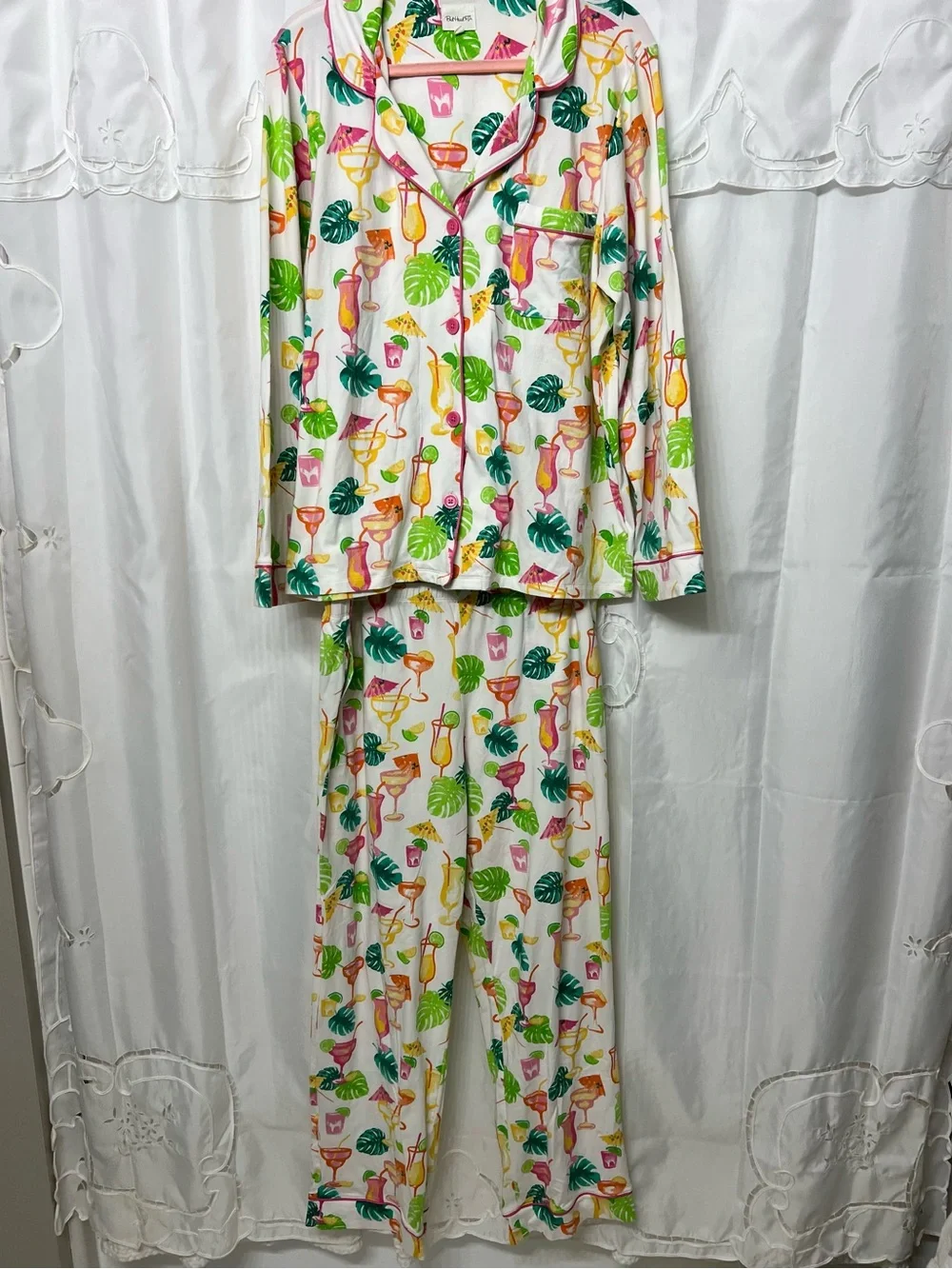 BedHead PJs Tropical Cocktail Monstera Pajama Set Cotton Size L